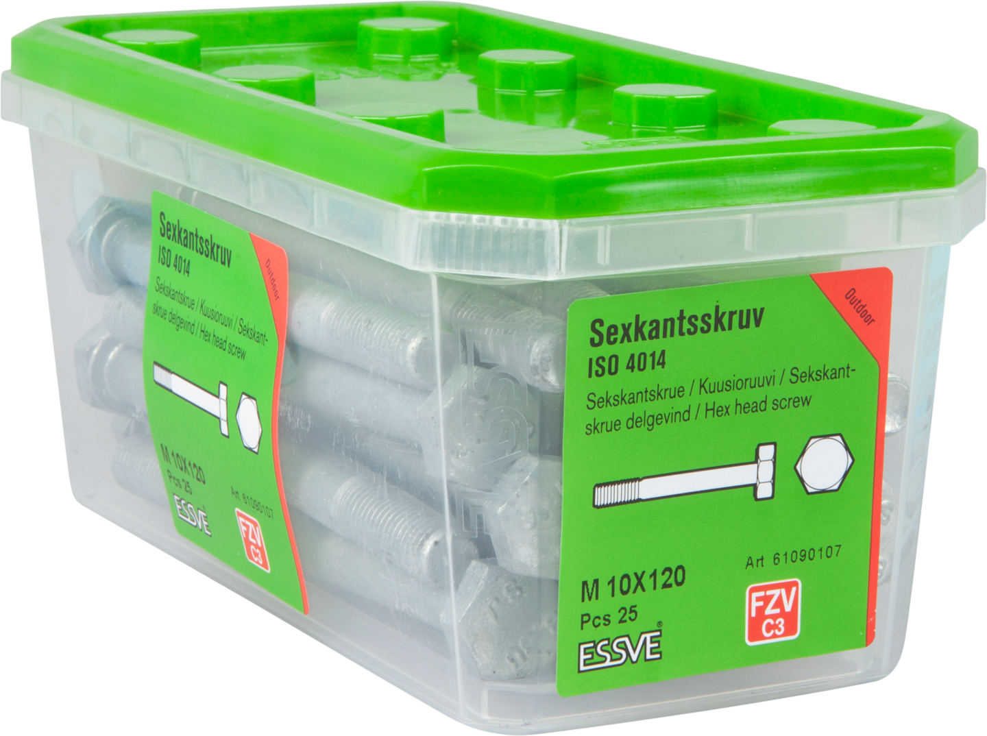 SEXKANTSSKRUV ESSVE 8.8U DELGÄNGAD ISO 4014 FZV M10X120 25ST