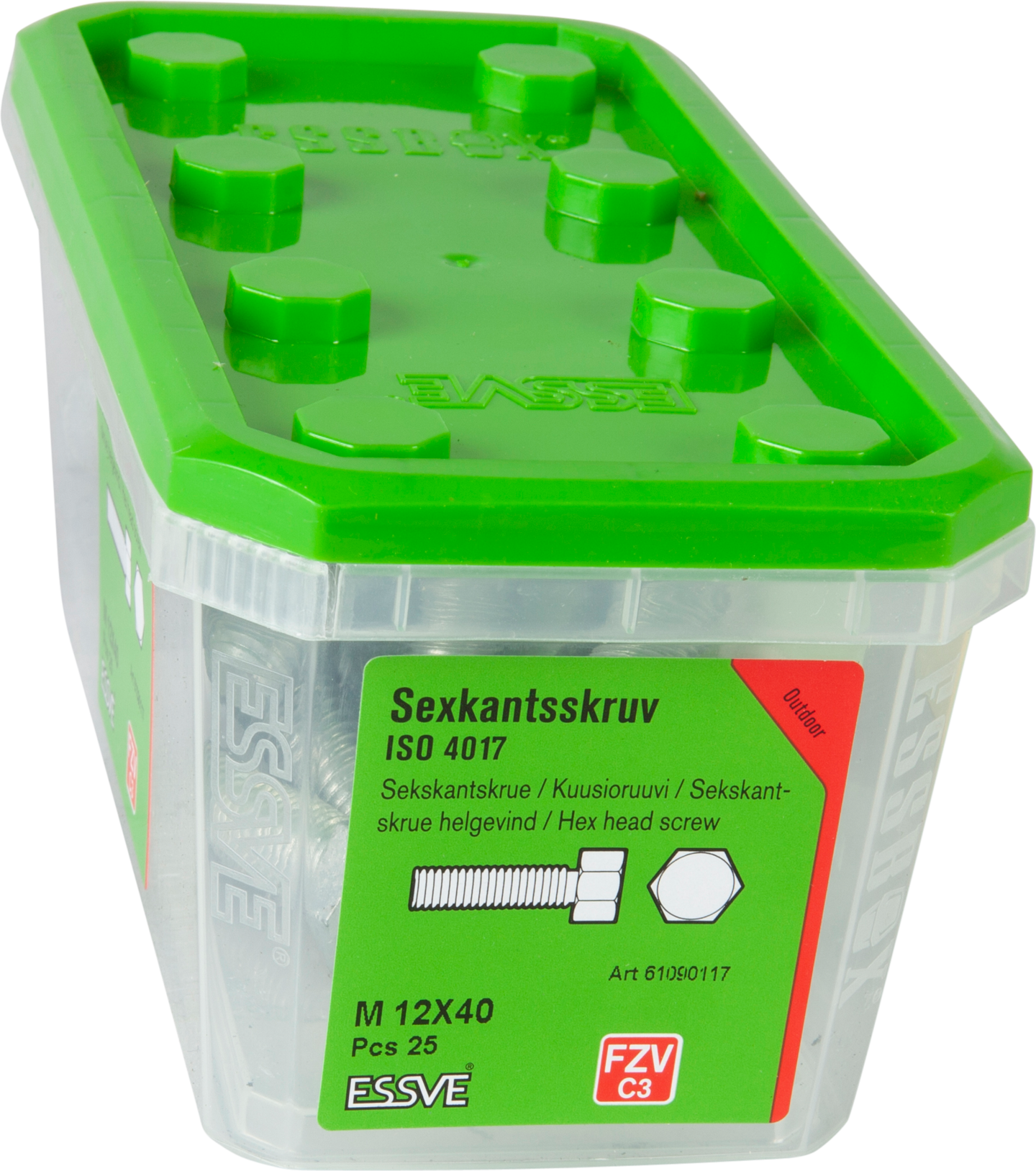 SEXKANTSSKRUV ESSVE 8.8U HELGÄNGAD ISO 4017 FZV M12X40 25ST