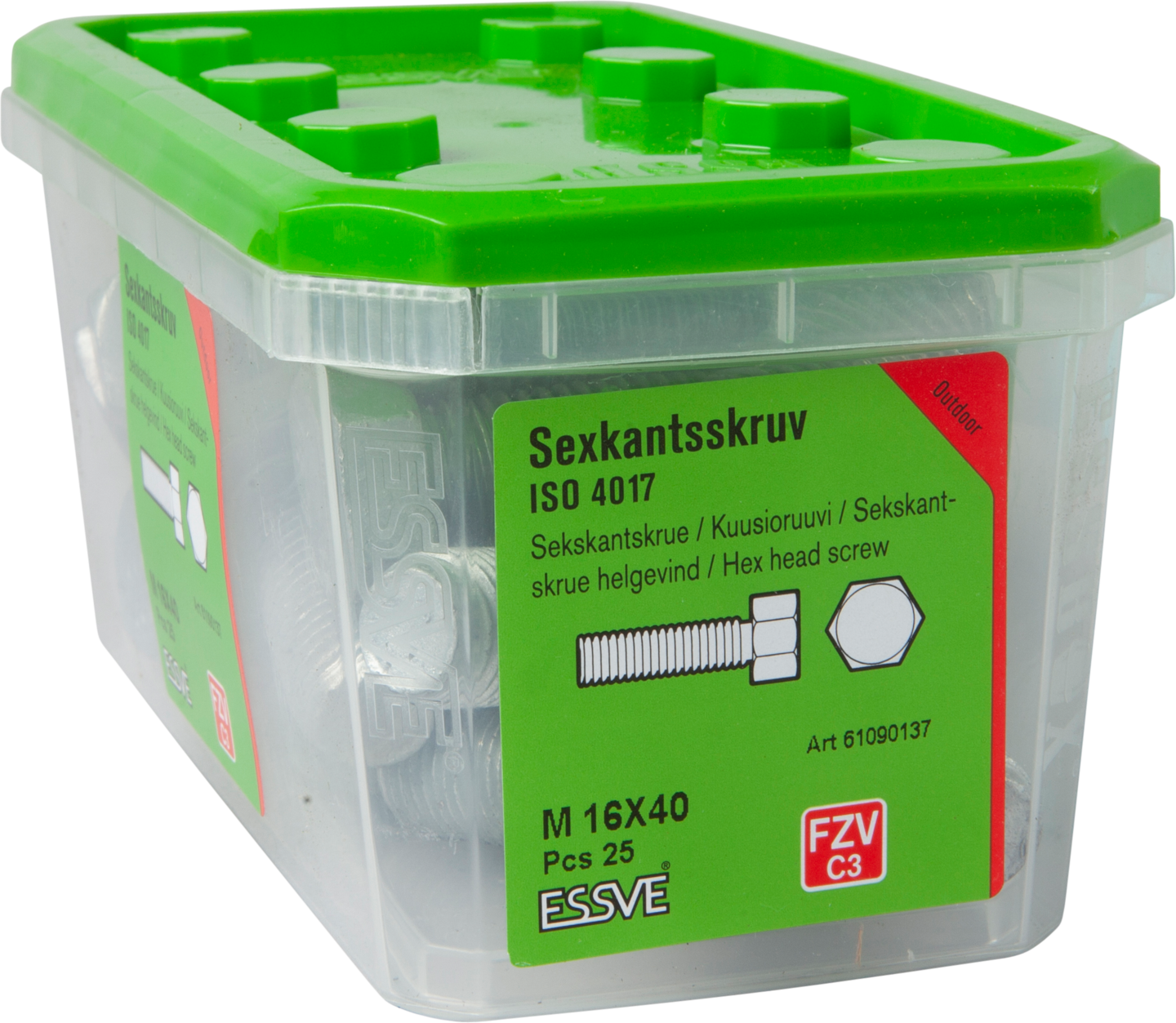 SEXKANTSSKRUV ESSVE HELGÄNGAD ISO 4017 FZV M16X40