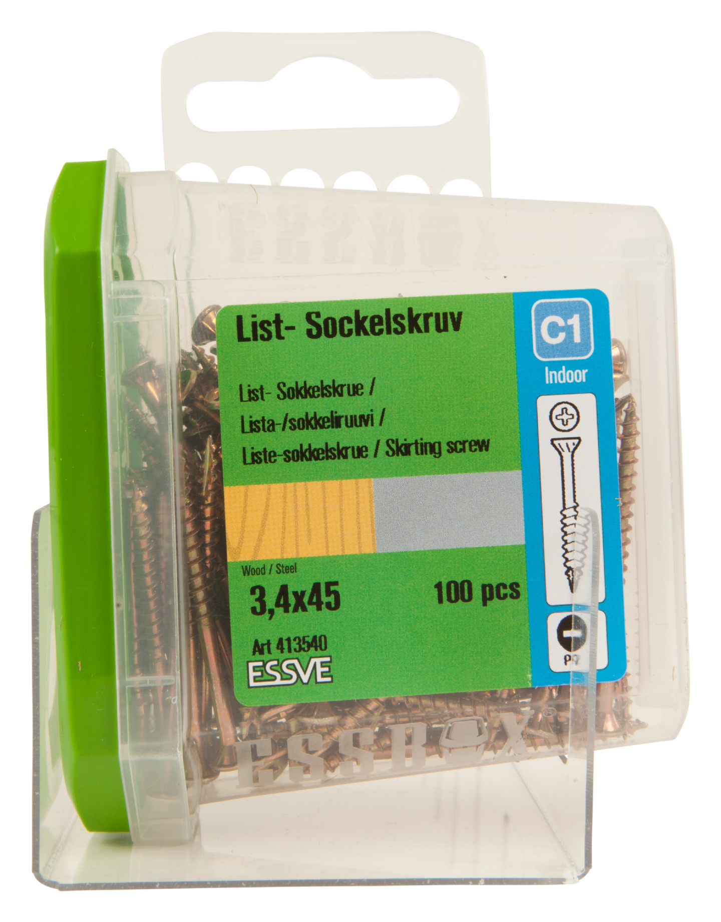 SOCKELSKRUV ESSVE PH2 GULKROMATERAD 3,4X45 100ST