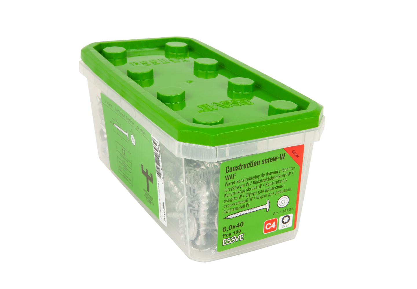 TRÄSKRUV WAF UTV 6,0x40 100ST TX30 CS KONSTRUKTIONS