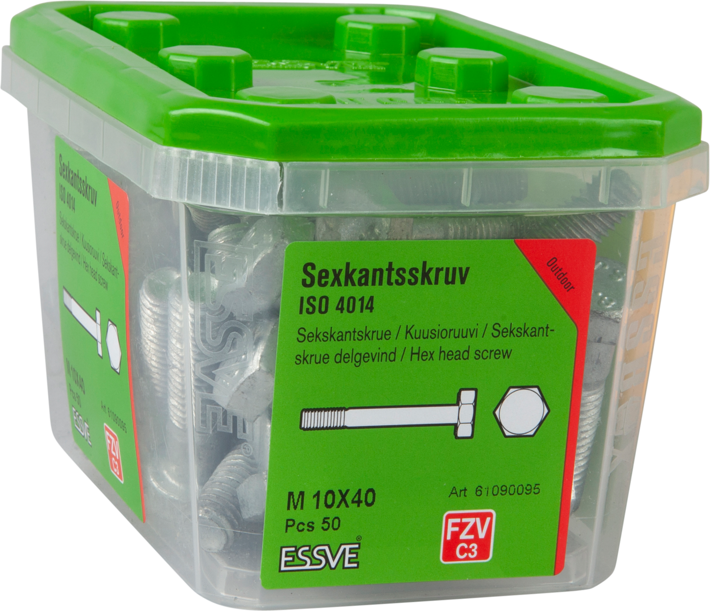 SEXKANTSSKRUV ESSVE DELGÄNGAD ISO 4014 FZV M10X40 61090095