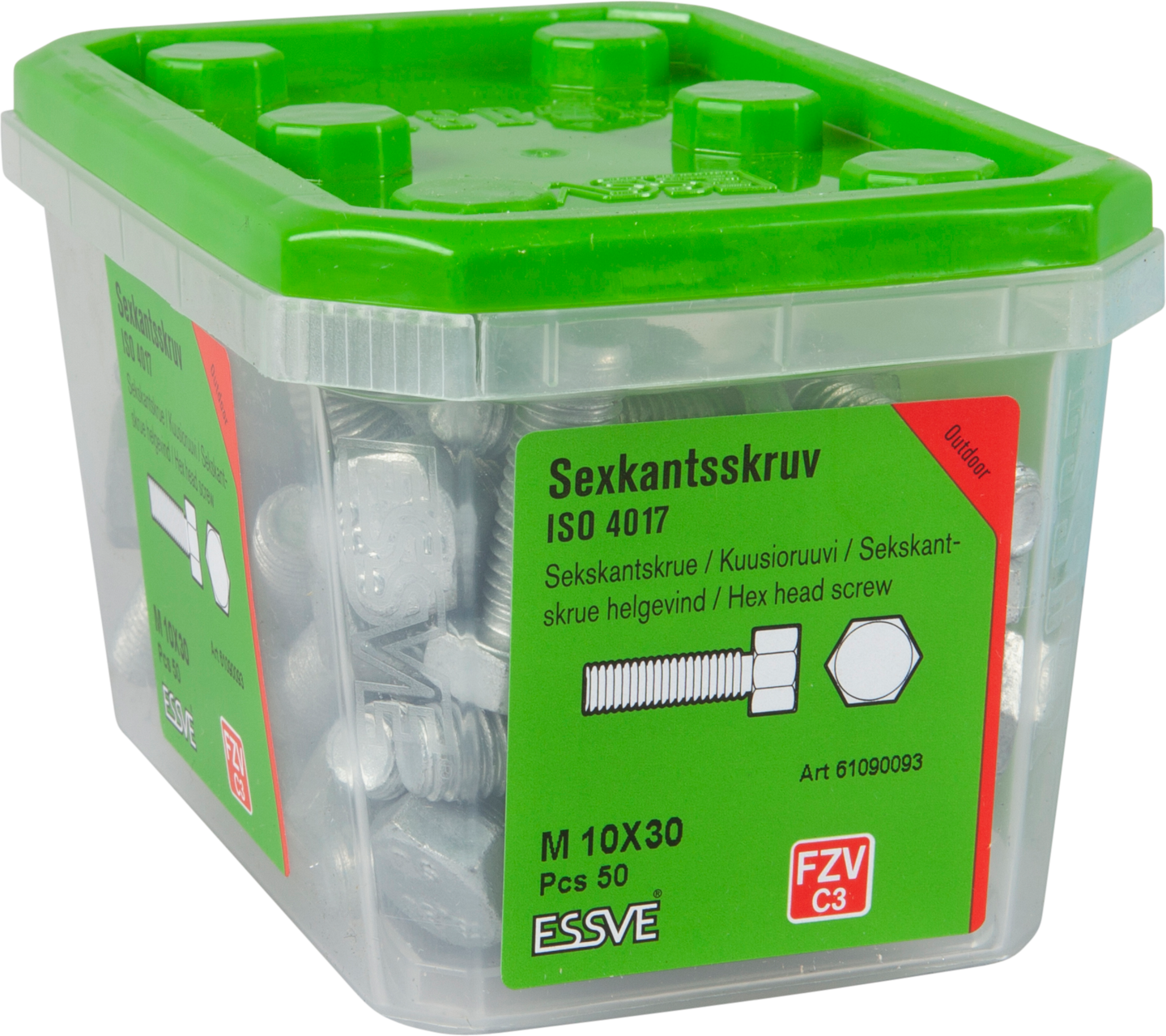 SEXKANTSSKRUV ESSVE 8.8U HELGÄNGAD ISO 4017 FZV M10X30 50ST