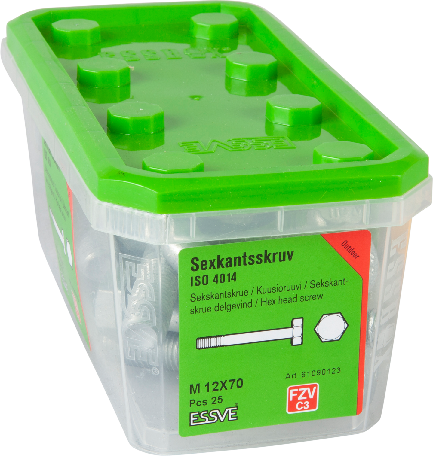 SEXKANTSSKRUV ESSVE 8.8U DELGÄNGAD ISO 4014 FZV M12X70 25ST