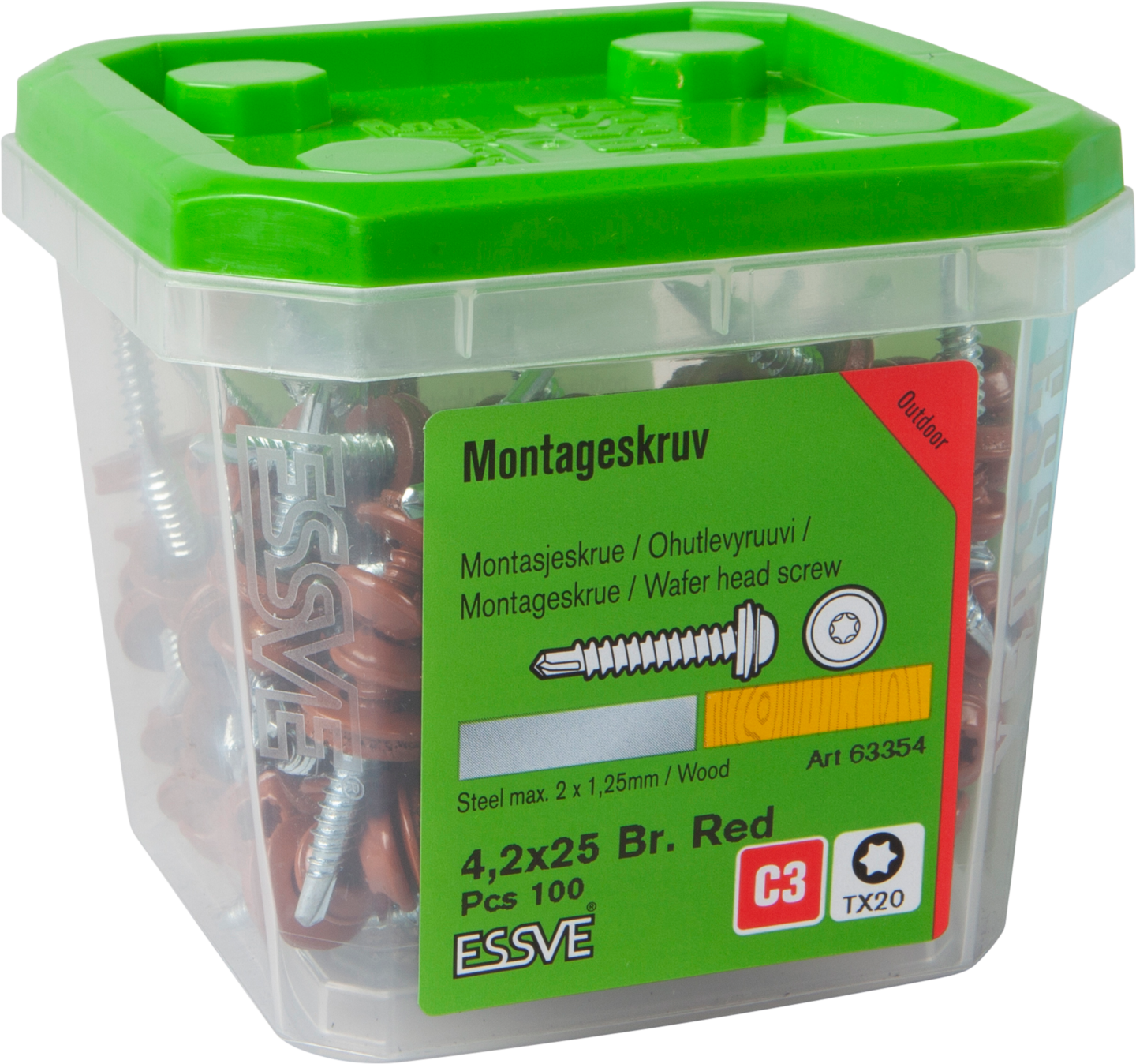 MONTAGESKRUV M RFR BRICKA TRÖD RAL8004 TX20 4,2X25 100