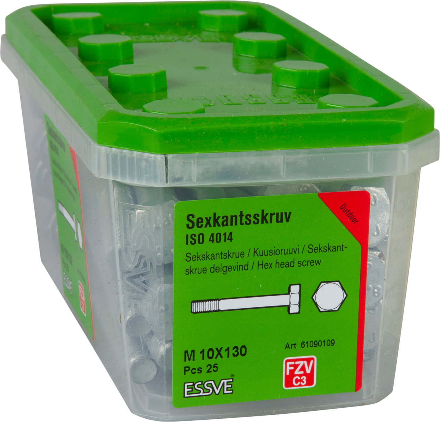 SEXKANTSSKRUV ESSVE 8.8U DELGÄNGAD ISO 4014 FZV M10X130 25ST