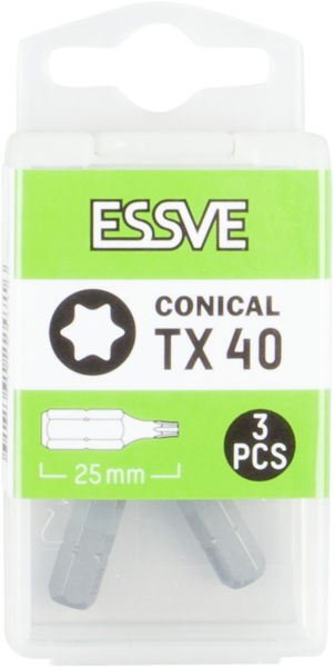 BITS TX40 25MM KONISK 3ST ESSVE