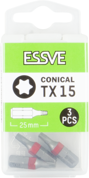 BITS TX15 25MM KONISK 3ST ESSVE
