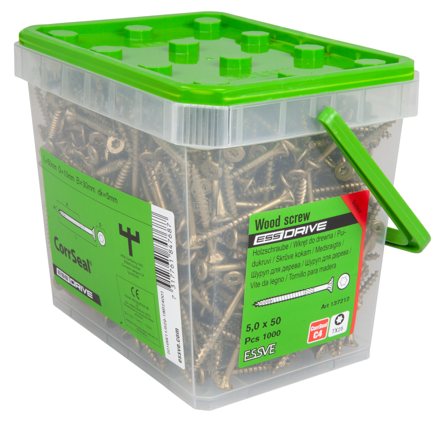 TRÄSKRUV FS UTV 5,0X50  1000ST TX25 ESSDRIVE CS