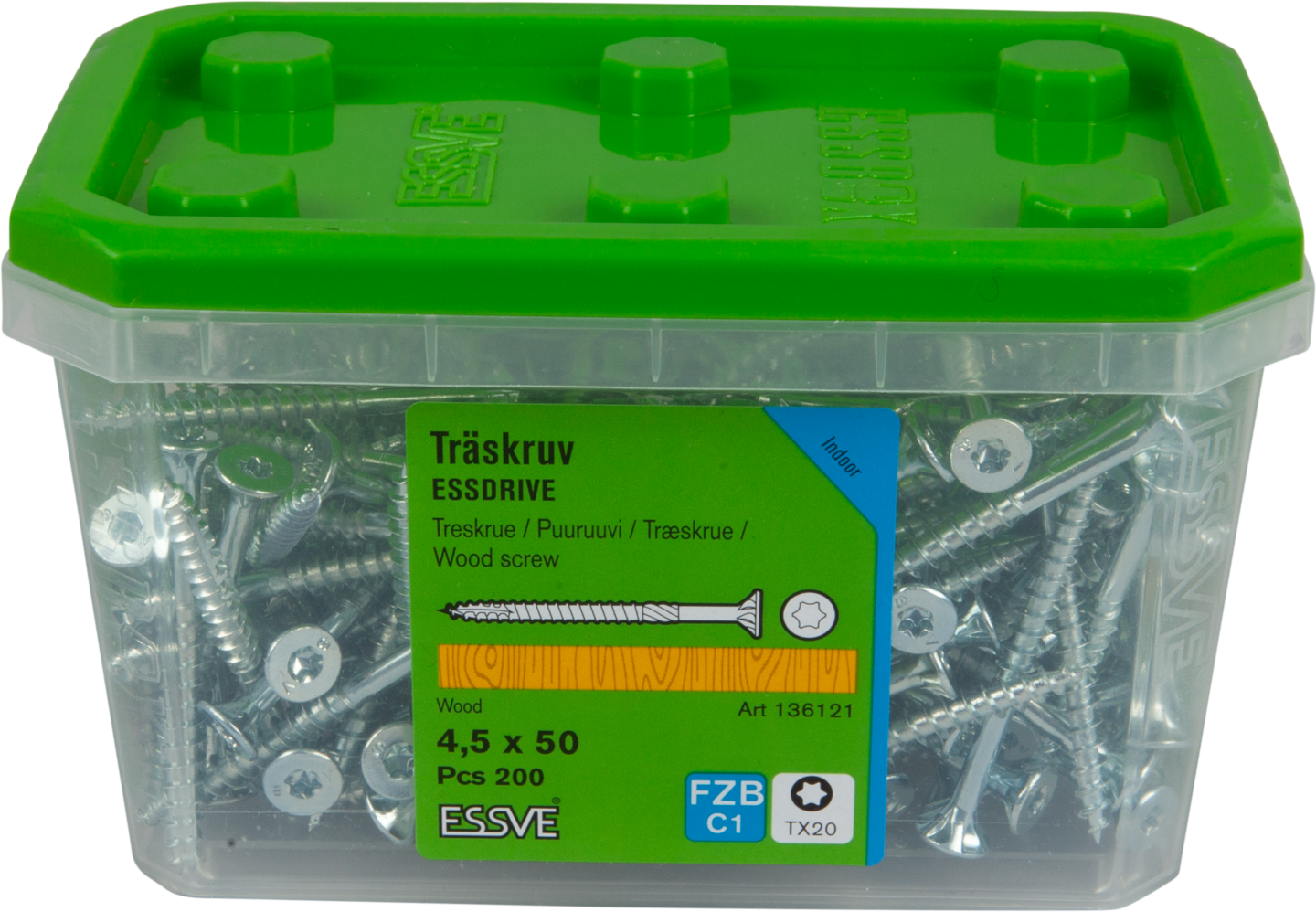 TRÄSKRUV FS INV 4,5X50 200ST TX20 ESSDRIVE FZB