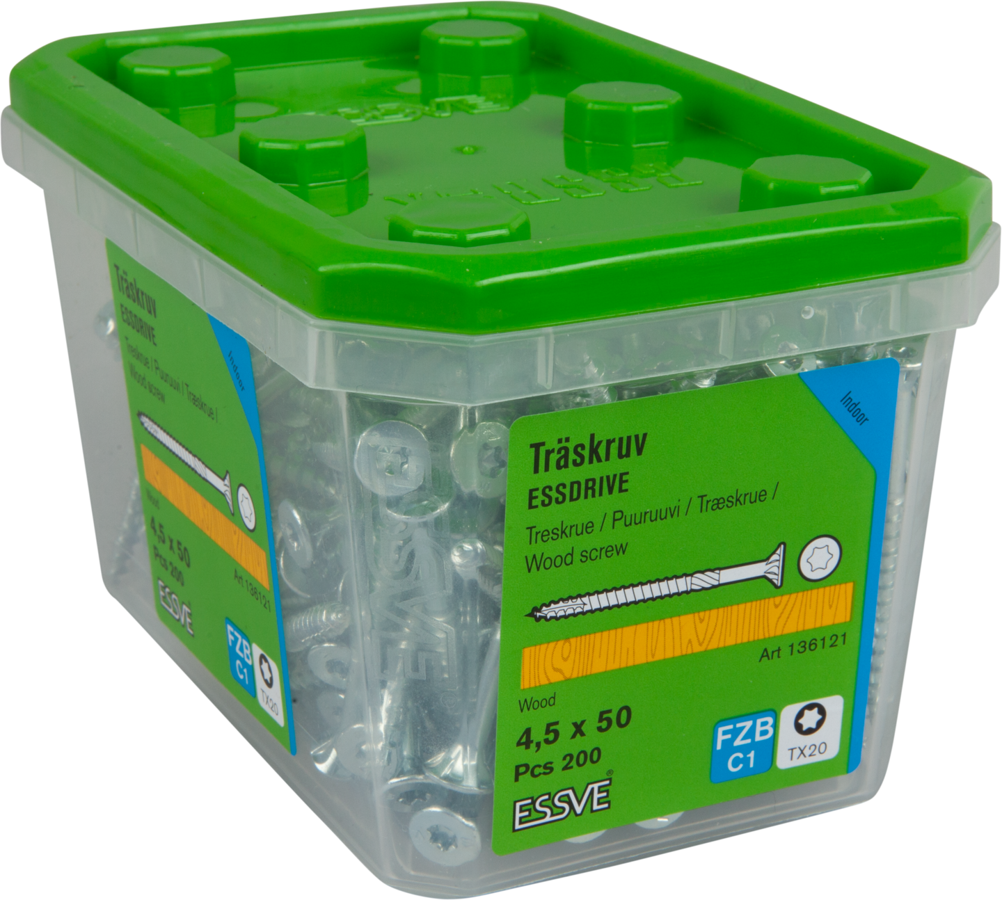 TRÄSKRUV FS INV 4,5X50 200ST TX20 ESSDRIVE FZB