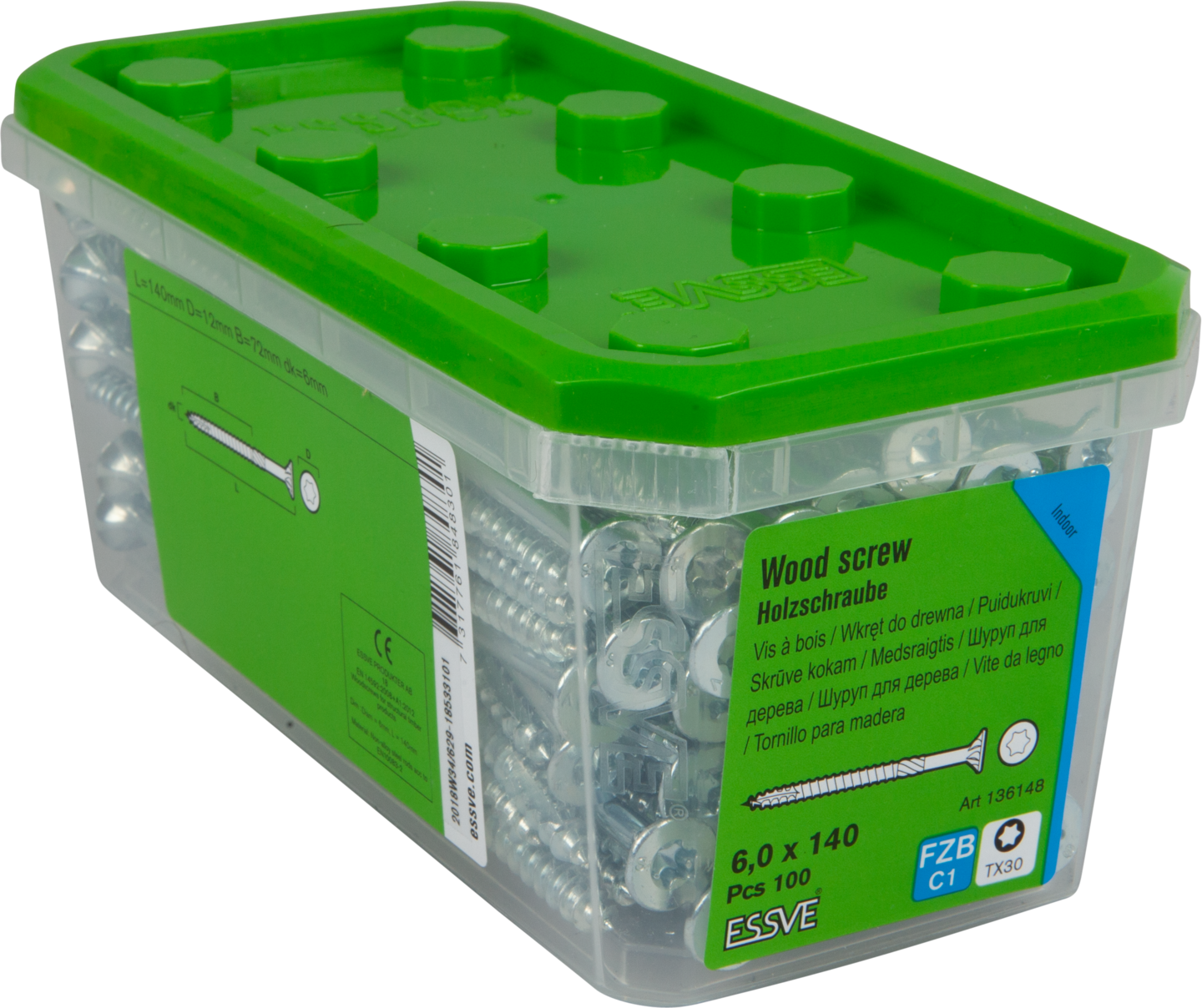 TRÄSKRUV FS INV 6,0X140 100ST TX30 ESSDRIVE FZB