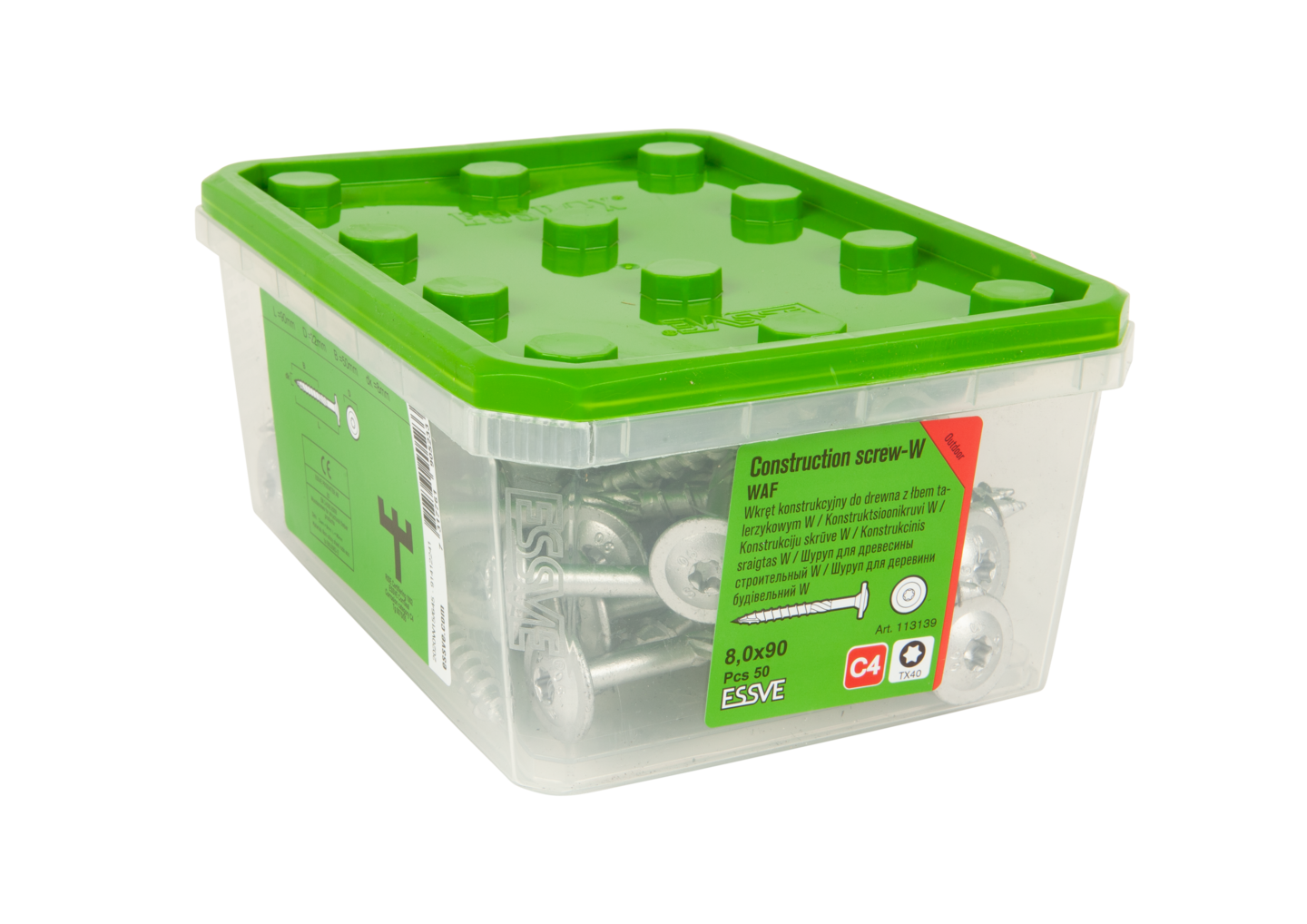 TRÄSKRUV  KONSTR-WAF 8,0X90 CS TX40