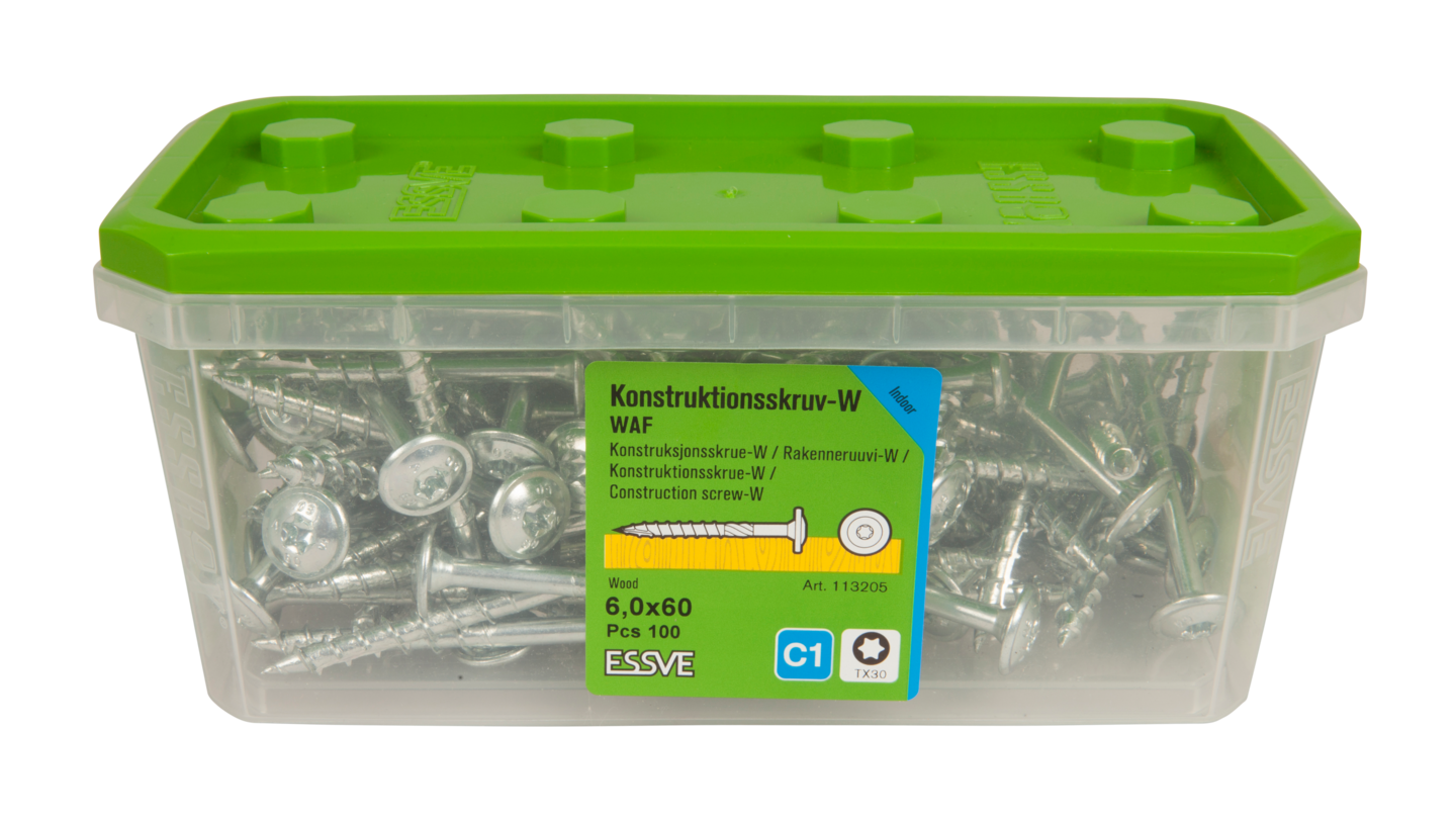 TRÄKONSTRUKTIONSSKRUV ESSVE WAF FZB 6,0X60 100ST