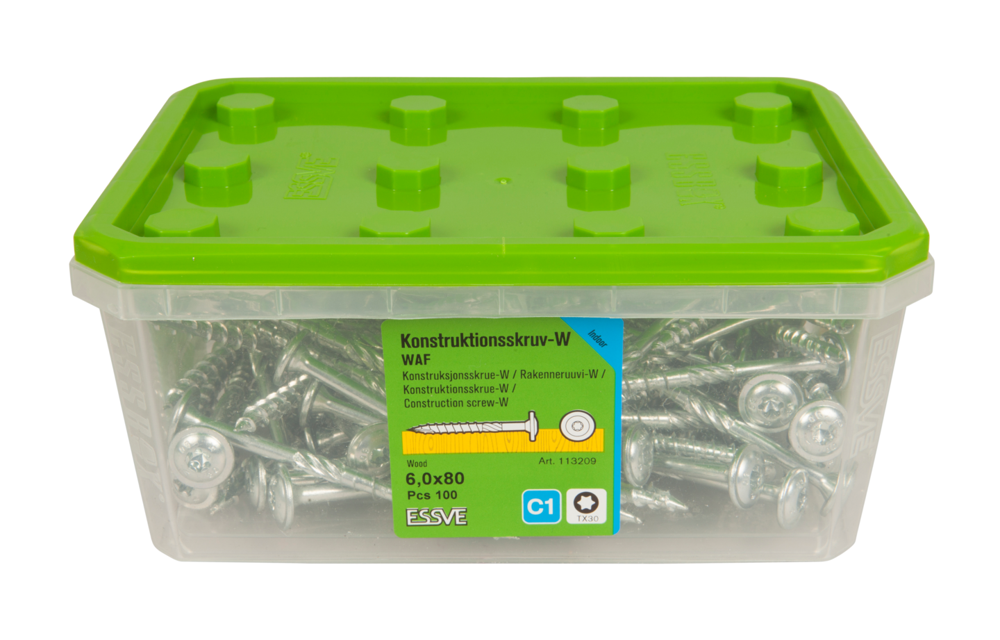 TRÄKONSTRUKTIONSSKRUV ESSVE WAF FZB 6,0X80 100ST