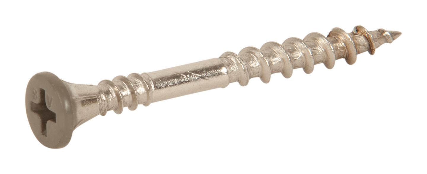 FASADSKRUV ROSTFRI/SYRAFAST LJUSGRÅ  BANDAD A4 4,2X45