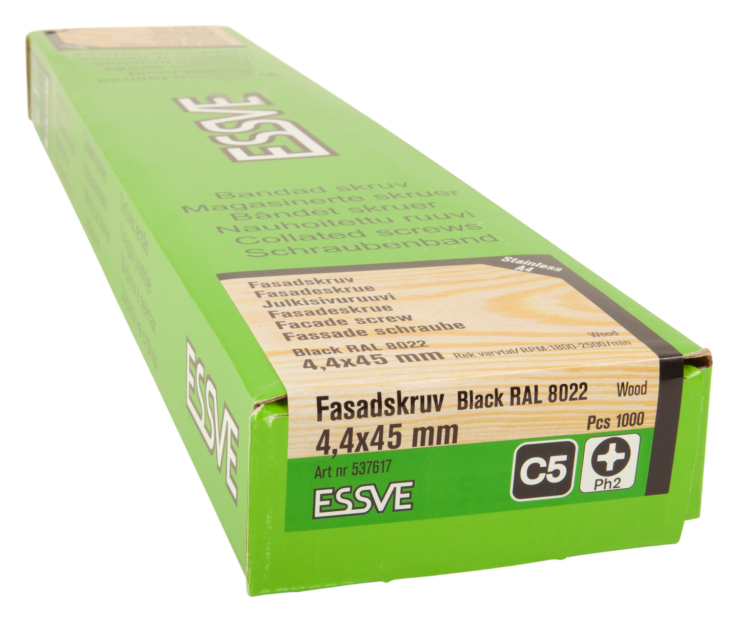 FASADSKRUV ROSTFRI/SYRAFAST SVART BANDAD A4 4,2X45