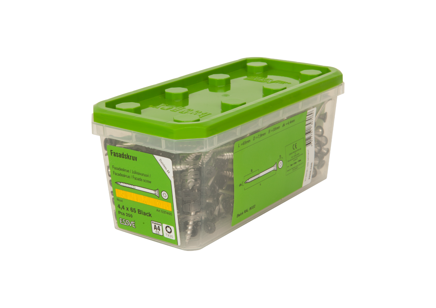 FASADSKRUV ROSTFRI/SYRAFAST A4 SVART 5,0X65