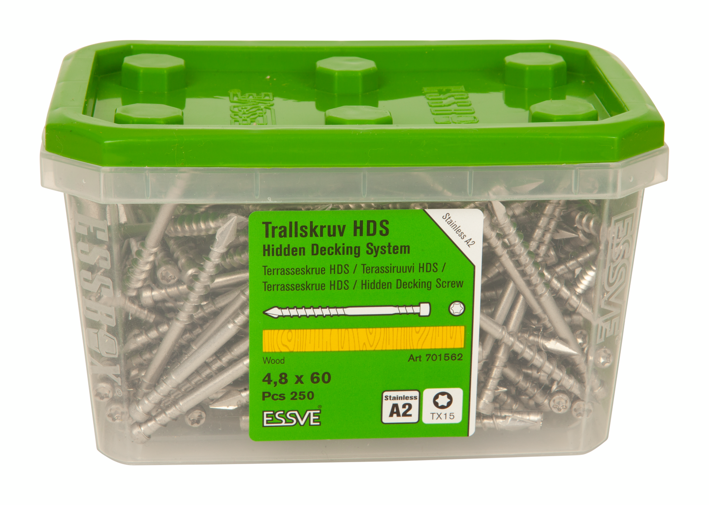 TRALLSKRUV ESSVE HDS 4,8X60 A2 TX 15/250