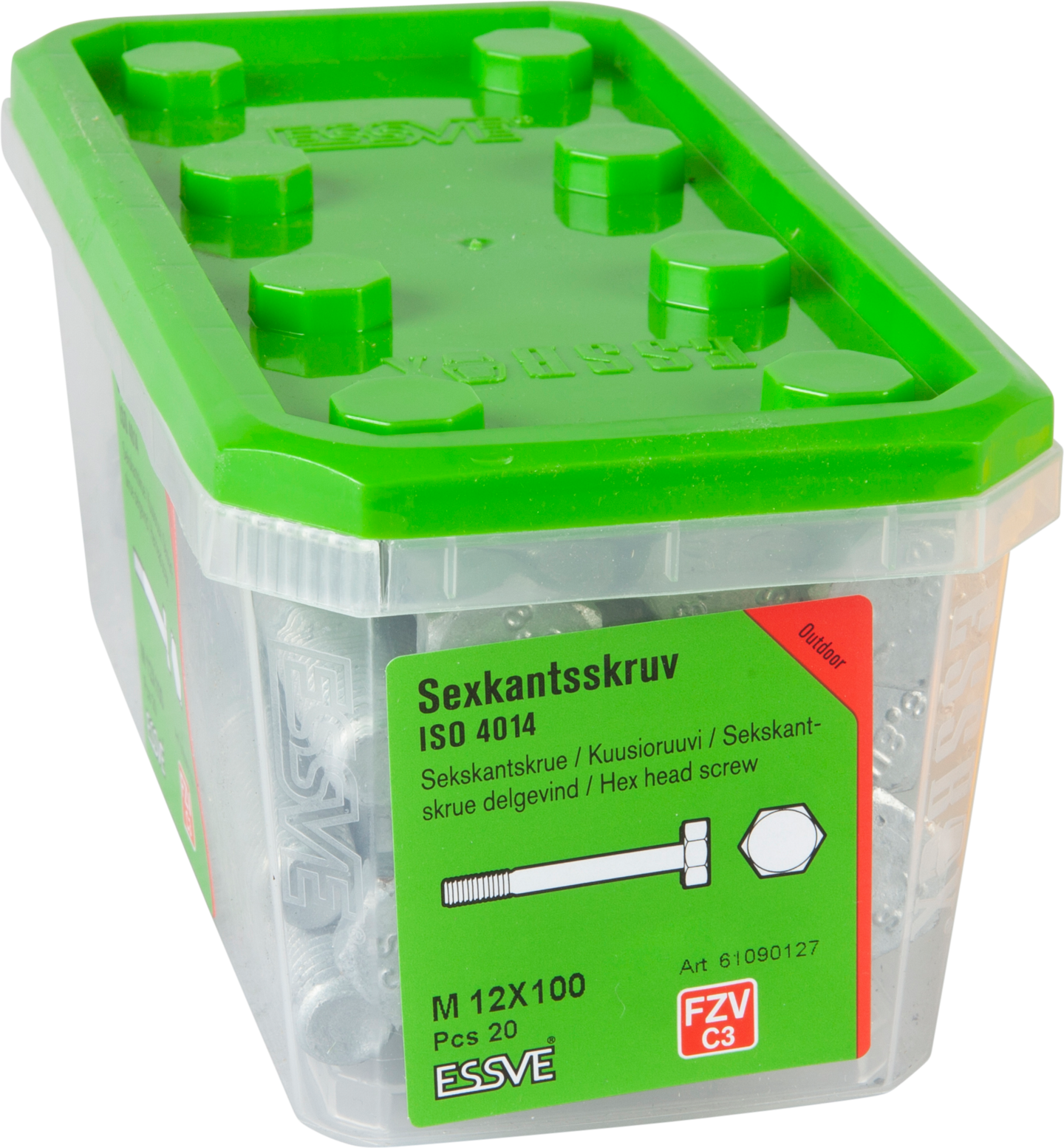 SEXKANTSSKRUV ESSVE 8.8U DELGÄNGAD ISO 4014 FZV M12X100 20ST