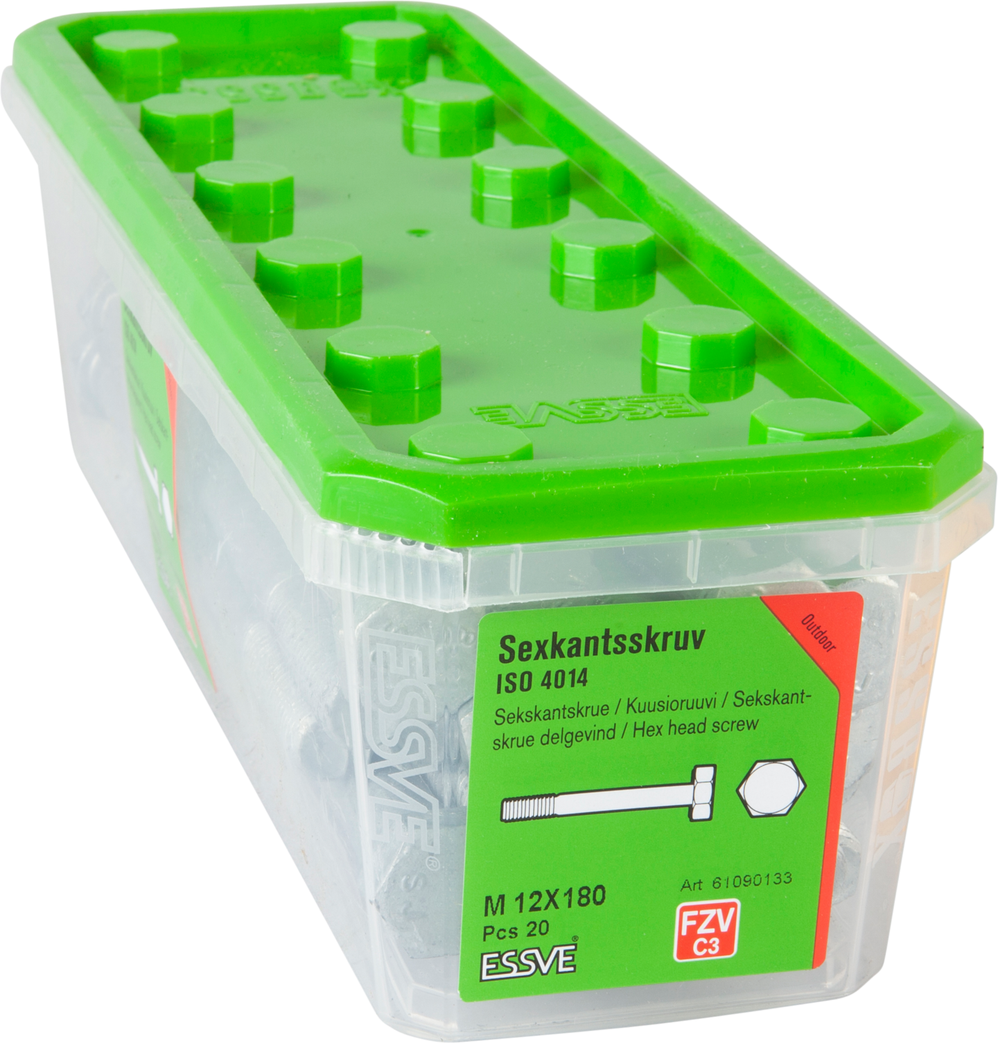 SEXKANTSSKRUV ESSVE 8.8U DELGÄNGAD ISO 4014 FZV M12X180 20ST