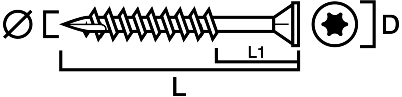TRALLSKRUV SIMPSON STRONG-TIE ROSTFRI A4 PH2 BANDAD UTV TRÄ 4,2X55MM 1000ST