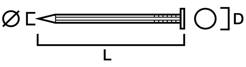 TRÅDSPIK GUNNEBO FASTENING BLANK 50X2,0 500ST, RÄFFLAD FLAT HUVUD PAKE
