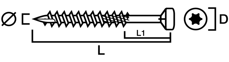 RÄNNKROKSSKRUV SIMPSON STRONG-TIE ROSTFRI 410 HÄRDAD TX25 5,0X25MM 100ST