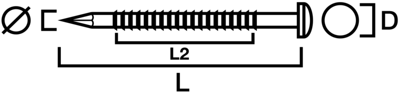 MURKAMSPIK GUNNEBO FASTENING RF BL 125X4 100ST, 316/A4 LÅGKULLRIGT HUVUD