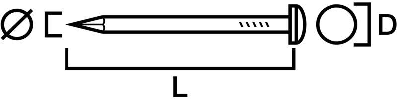 MÄSSINGSPIK GUNNEBO FASTENING 50X2,5 20ST, KULLRIGT HUVUD SB-PACK