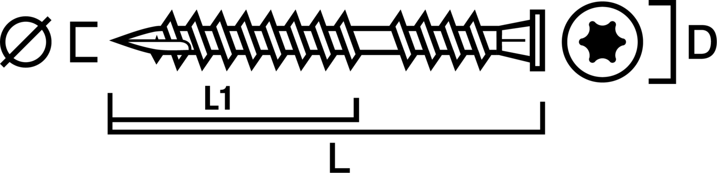 PANELSKRUV SIMPSON STRONG-TIE ROSTFRI A4 PKT UTVÄNDIG TRÄ TX 4,8-48