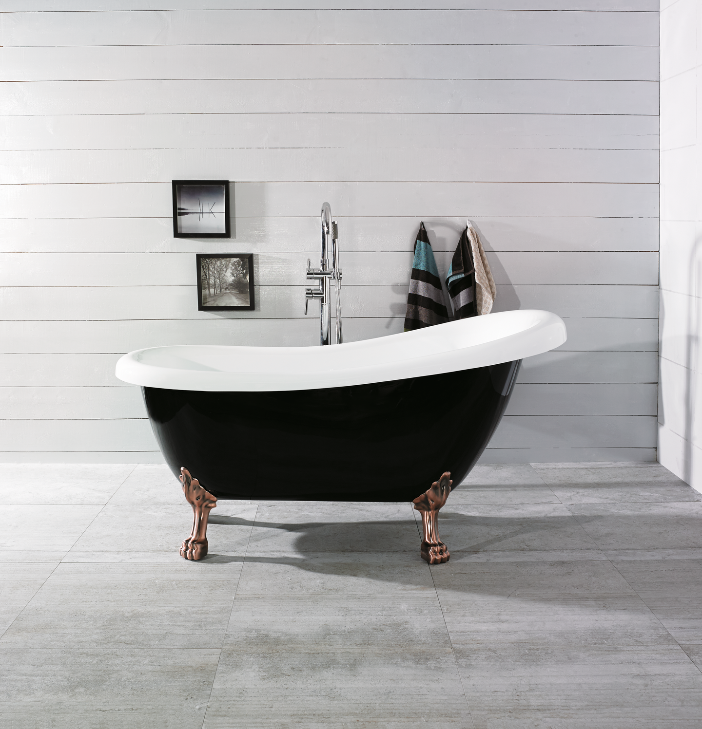 BADKAR NORO OLD ENGLAND 156, SVART/VIT ANTIKA KOPPAR FÖTTER