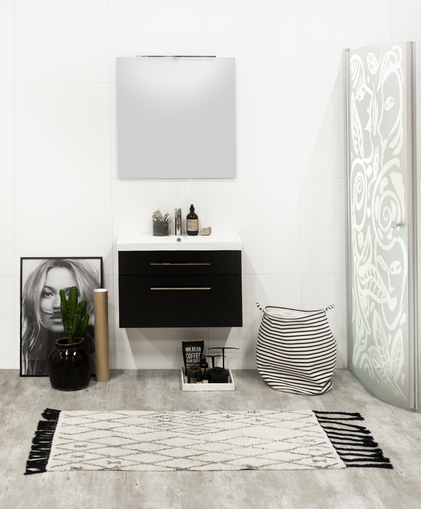 TVÄTTSTÄLL&UNDERSKÅP NORO FIX TREND, 750 SVART MATT