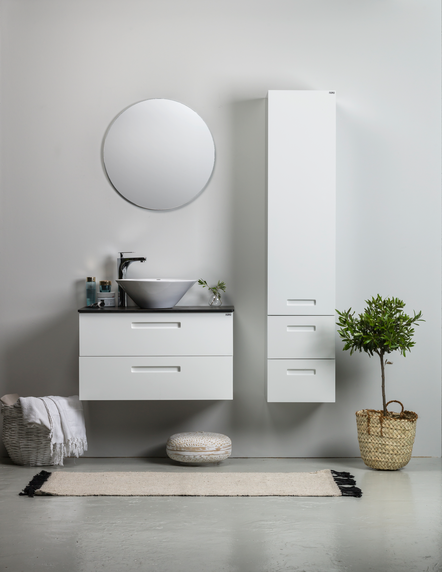 TVÄTTSTÄLLSSKÅP NORO RELOUNGE VIT HÖGGLANS 800