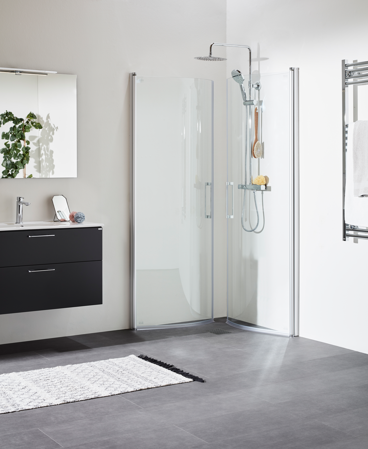 DUSCHHÖRN NORO FIX TREND R 88, SILVER MATT KLARGLAS GLAS 2017