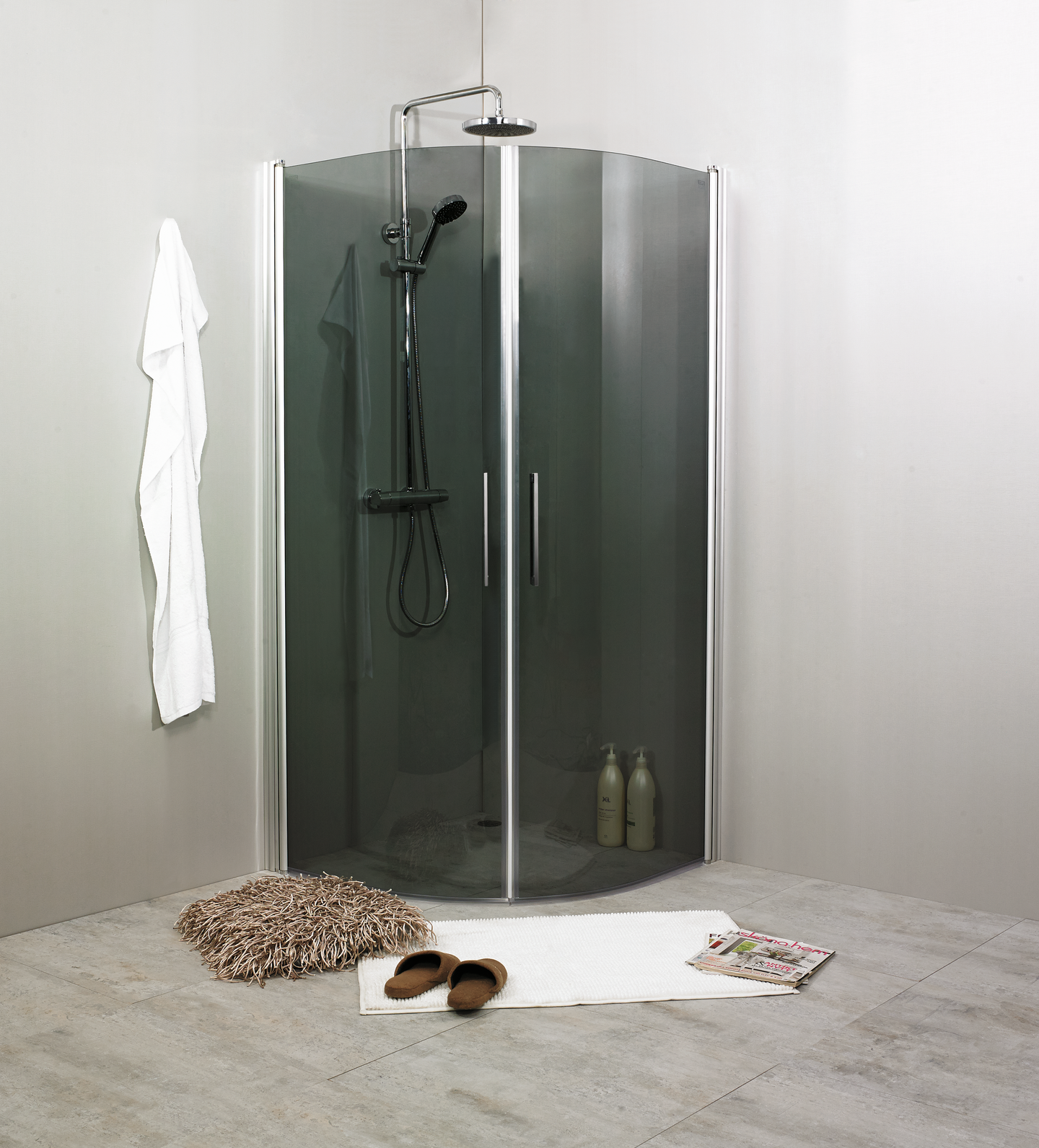 DUSCHHÖRN NORO FIX TREND R 99, SILVER MATT RÖKFÄRGAT GLAS