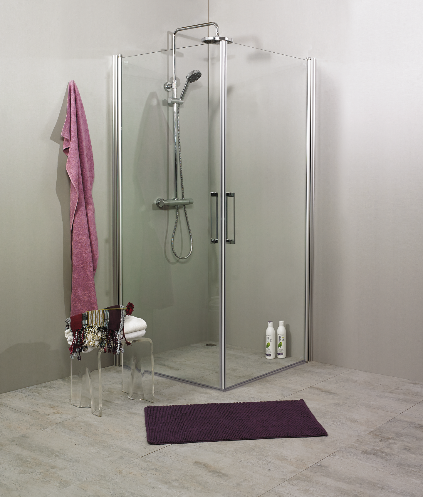 DUSCHHÖRN NORO FIX TREND C 99 SILVER MATT TRANSPARENT GLAS