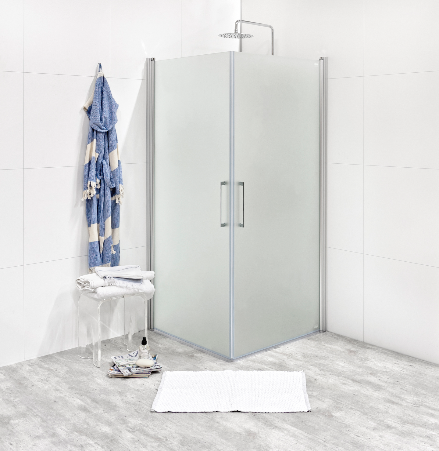 DUSCHHÖRN NORO FIX TREND C 99, SILVER MATT FROSTAT GLAS