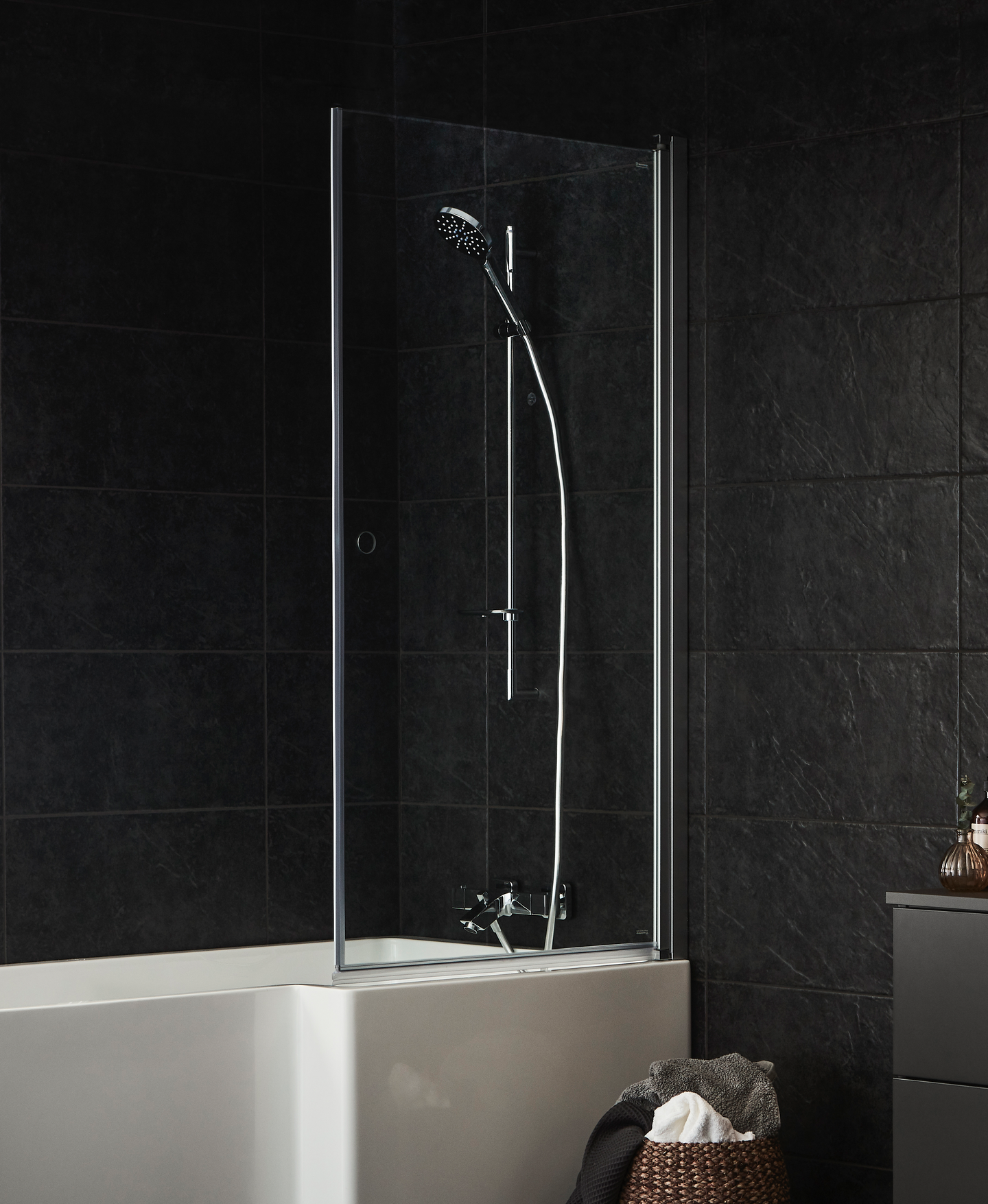 BADKARSVÄGG WESTERBERGS NEJD 80X150 KLARGLAS MATT ALUMINIUM