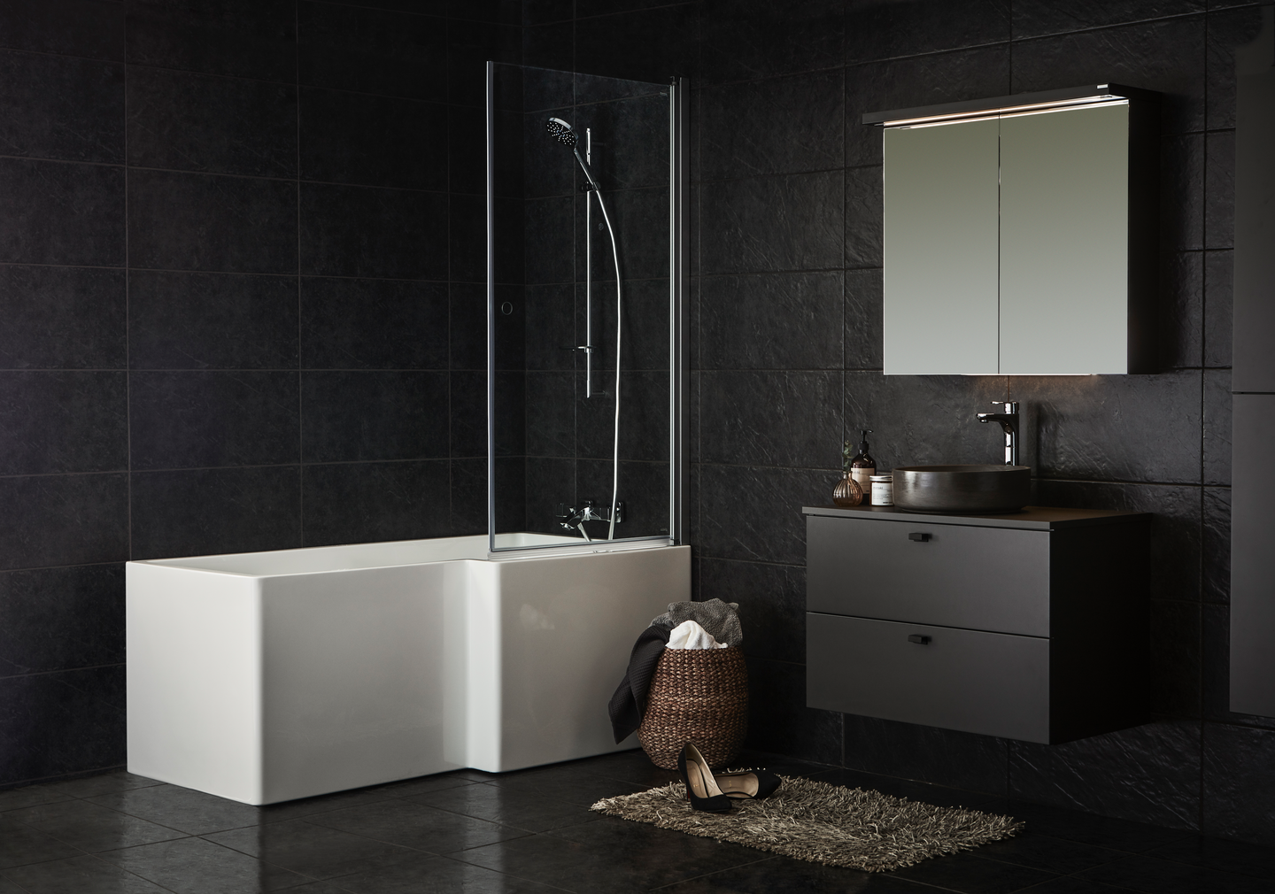 BADKARSVÄGG WESTERBERGS NEJD 80X150 KLARGLAS MATT ALUMINIUM