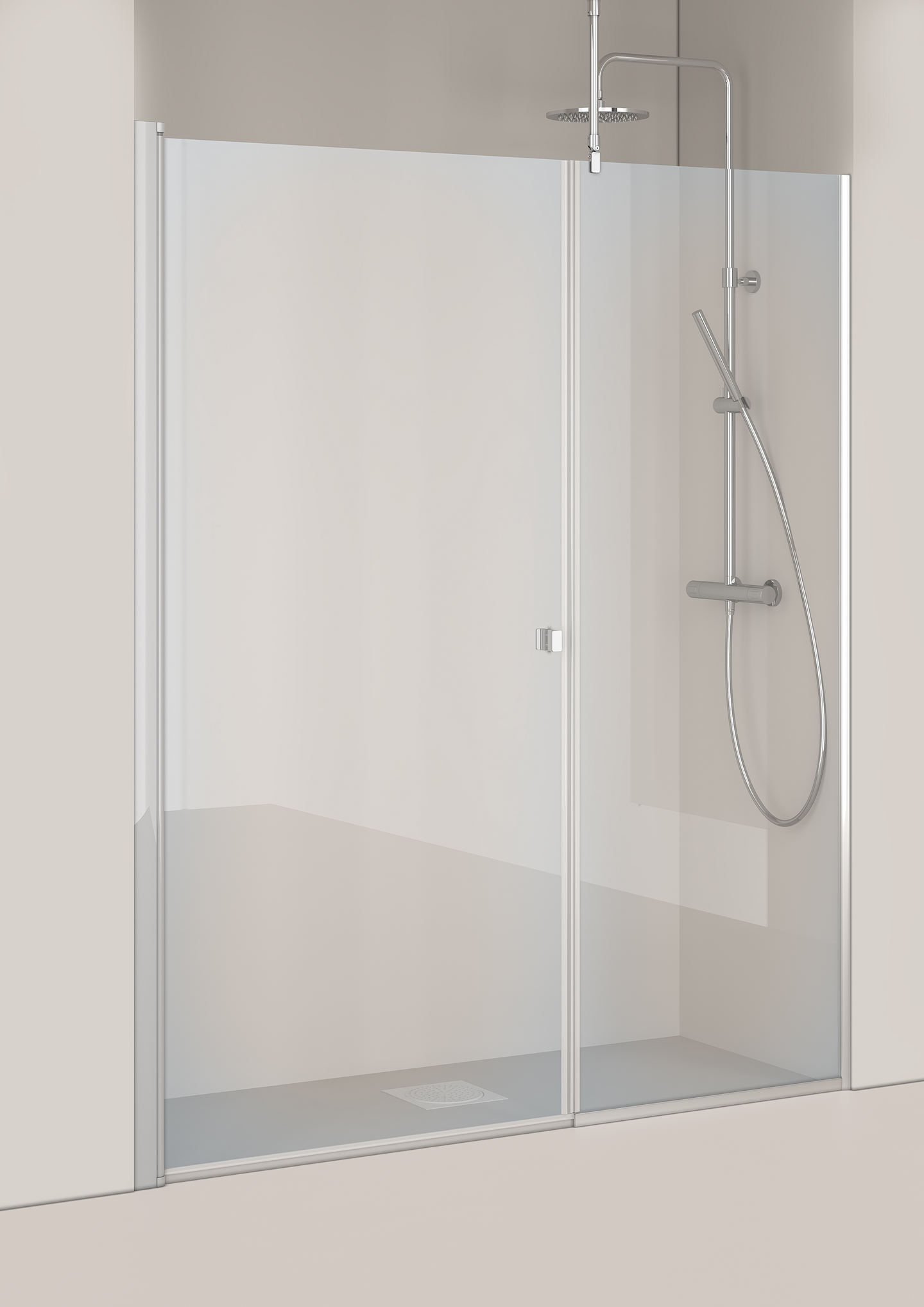 DUSCHVÄGG HAFA IGLOO PRO NISCH 1655-1690 DÖRR 70 +  VÄGG 1000 KLARGLAS ALUMINIUM