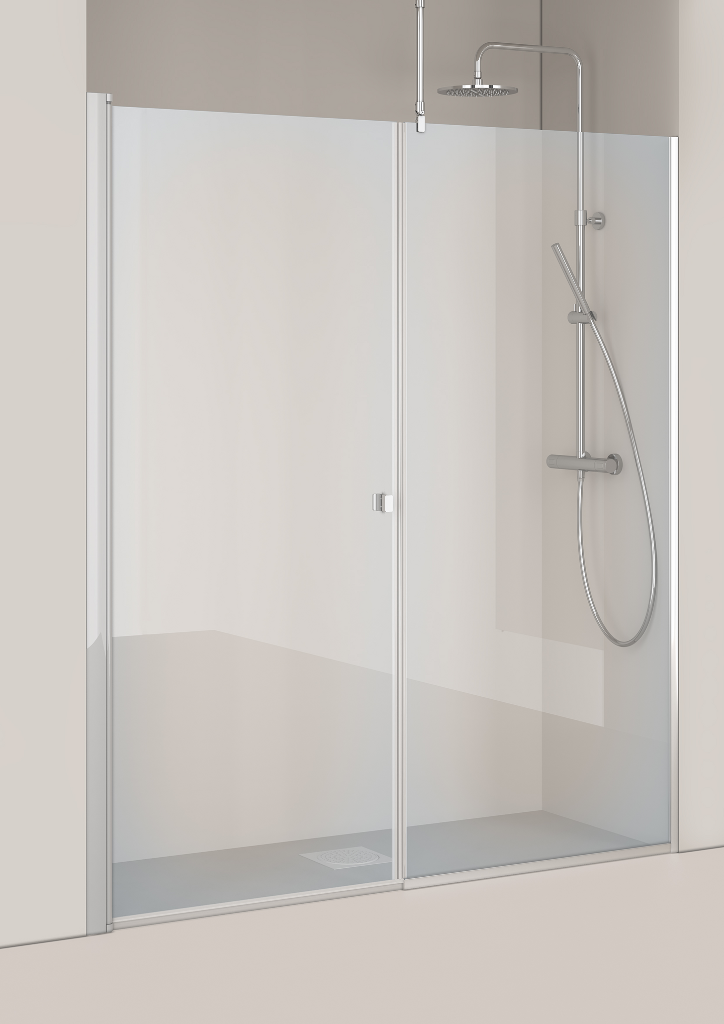 DUSCHVÄGG HAFA IGLOO PRO NISCH 1755-1790MM DÖRR 90 +  VÄGG 90 KLARGLAS ALUMINIUM