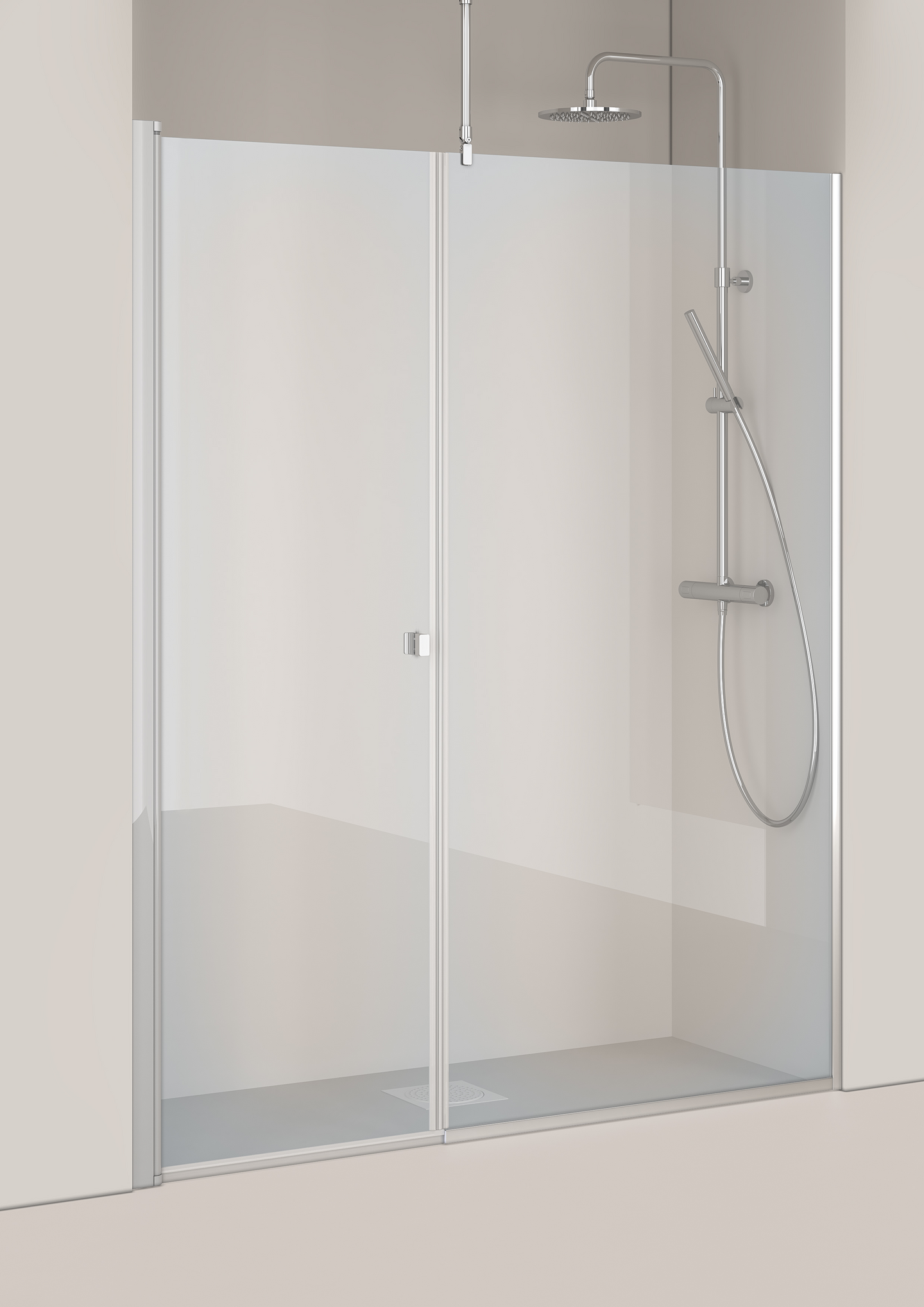 DUSCHVÄGG HAFA IGLOO PRO NISCH 1655-1690MM DÖRR 100 +  VÄGG 70 KLARGLAS ALUMINIUM