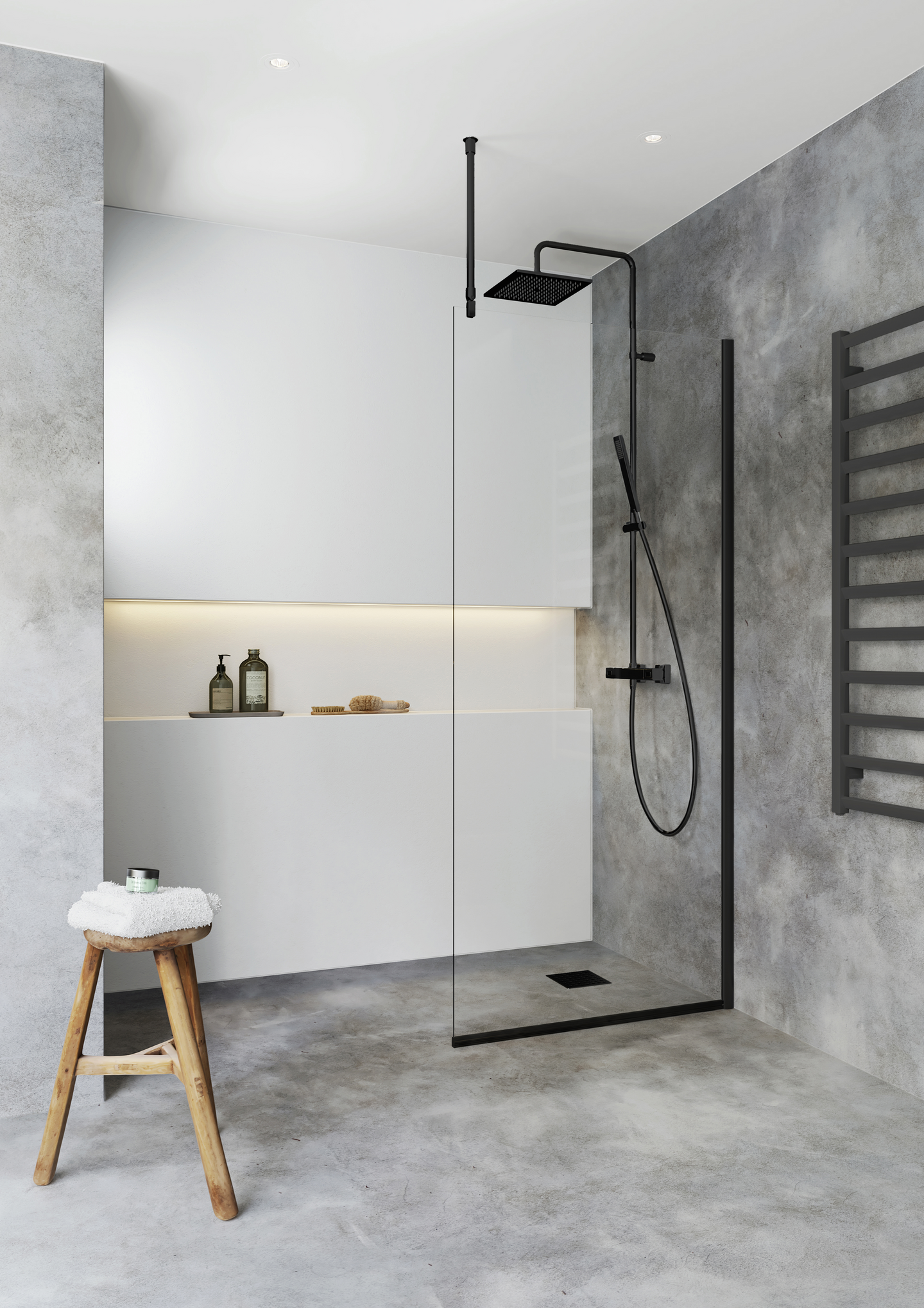 DUSCHVÄGG HAFA IGLOO PRO I-WALL 100 KLARGLAS SVART