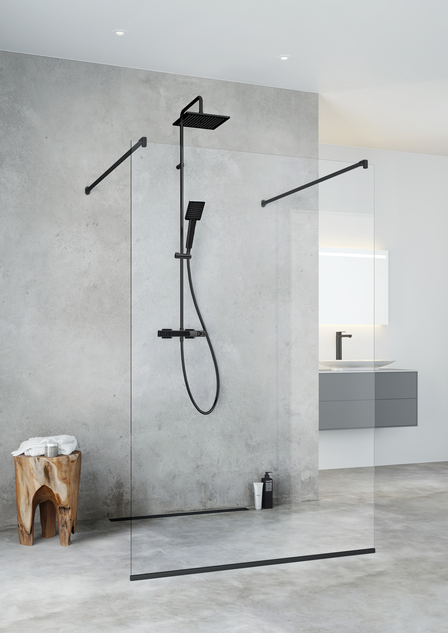 DUSCHVÄGG HAFA IGLOO PRO I-WALL 100 KLARGLAS SVART