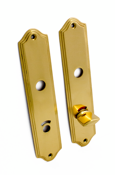 WC-BESLAG HABO 210X45MM MÄSSING 54, LÅNGSKYLT POLERAD 683/689