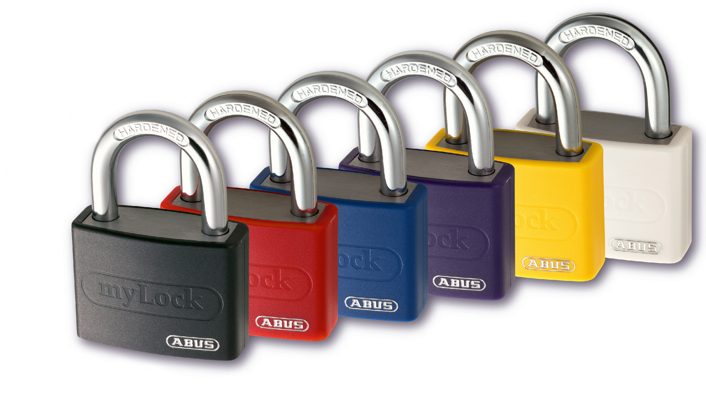 HÄNGLÅS HABO ABUS COLOR T65AL/40, RÖD/BLÅ/VIT/GUL/SVART/LILA