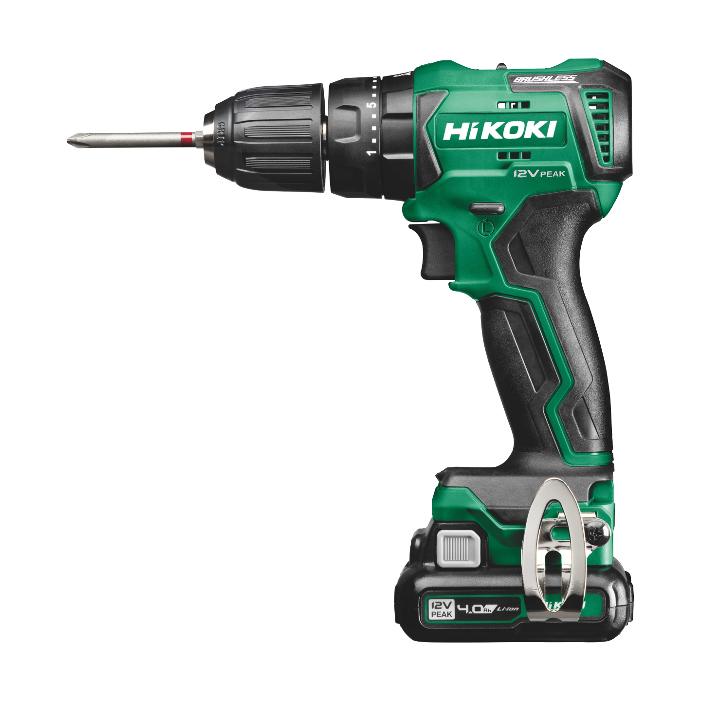 SLAGBORRMASKIN DV12DD 4AH HIKOKI 12V BORSTLÖS 2X4AH HSC