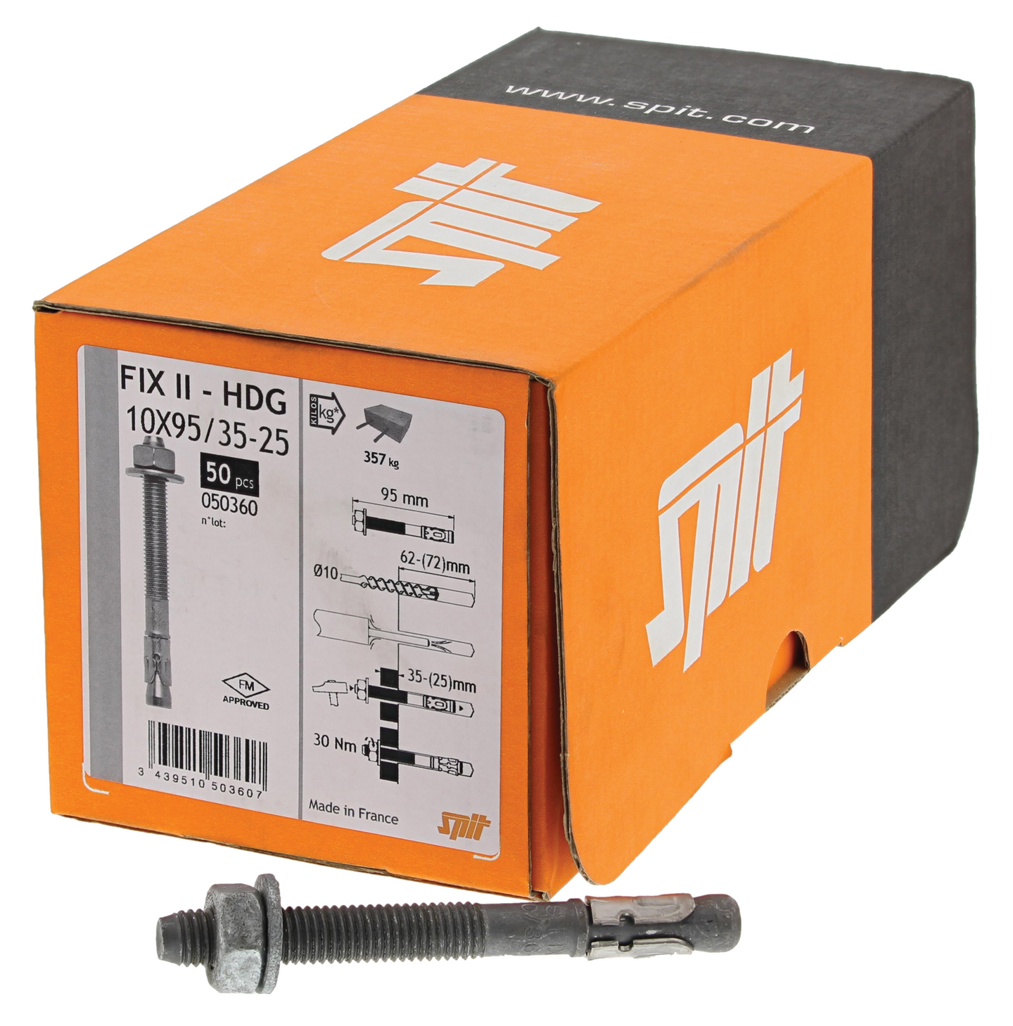 Kiila-ankkuri SPIT FIX II 10x75/15 KZN 50kpl