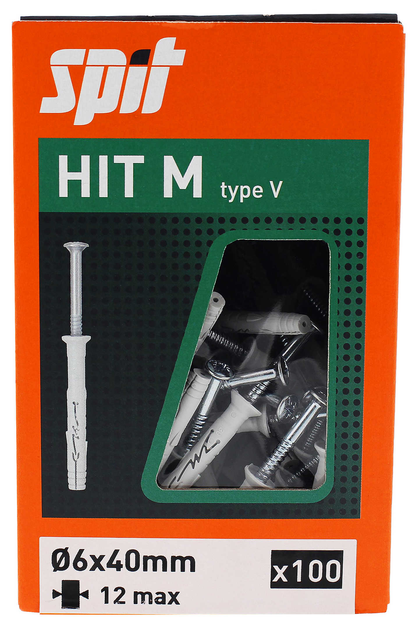 Naulatulppa SPIT HIT M 6x40/12V uppokanta ZN 100kpl